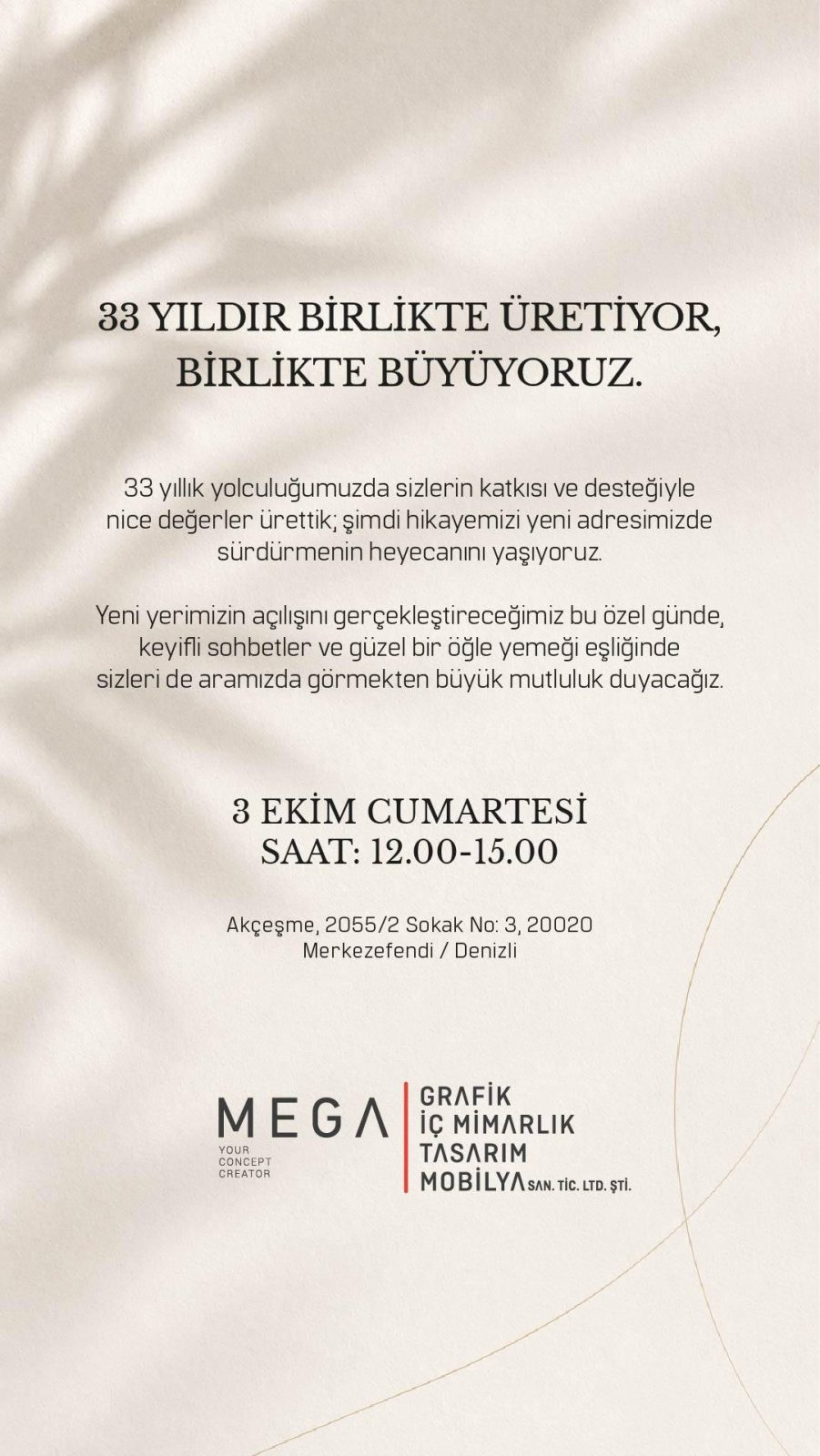 Mega Grafik İç Mimarlık, 33. Yılında Yeni Adresinin Açılışını Kutluyor
